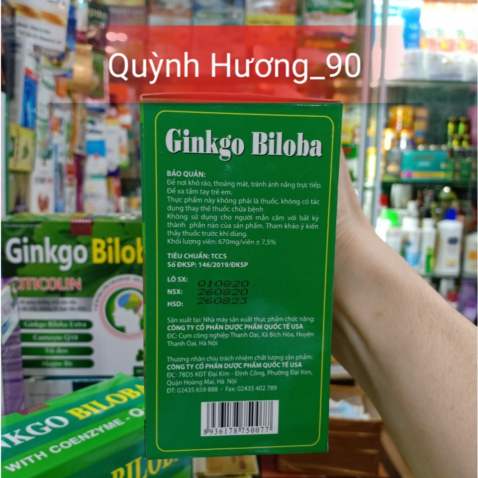 Viên uống bổ não GINKGO BILOBA 240mg hộp 100 viên