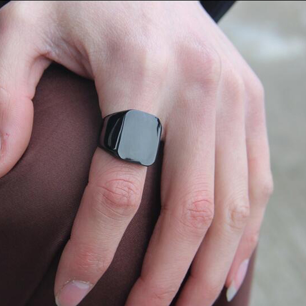 Nhẫn bằng thép không gỉ 3 màu sắc thiết kế hình vuông đơn giản cá tính