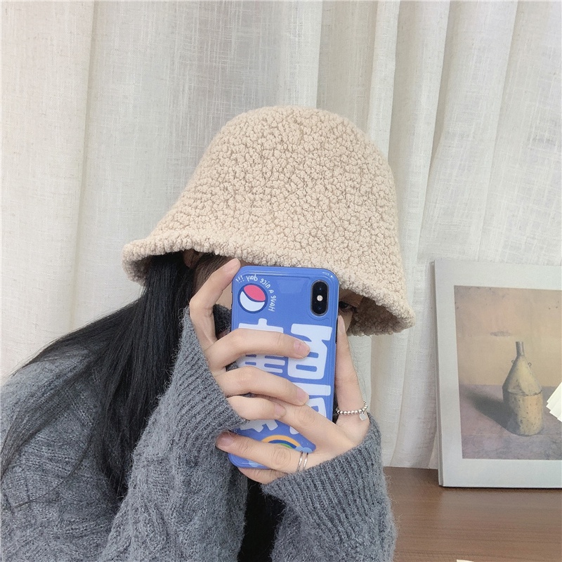 Mũ tai bèo lông cừu giữ ấm thời trang thu đông phong cách Nhật Bản cho nữ