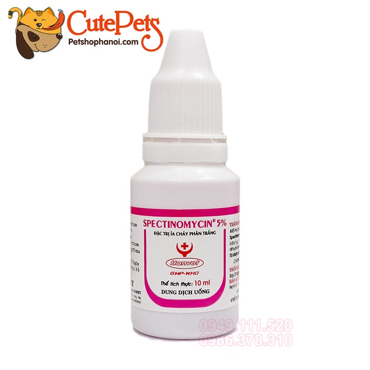 Men tiêu hóa Spectinomycin 5% 10ml dạng siro ngọt chữa tiêu chảy cho thú cưng - CutePets