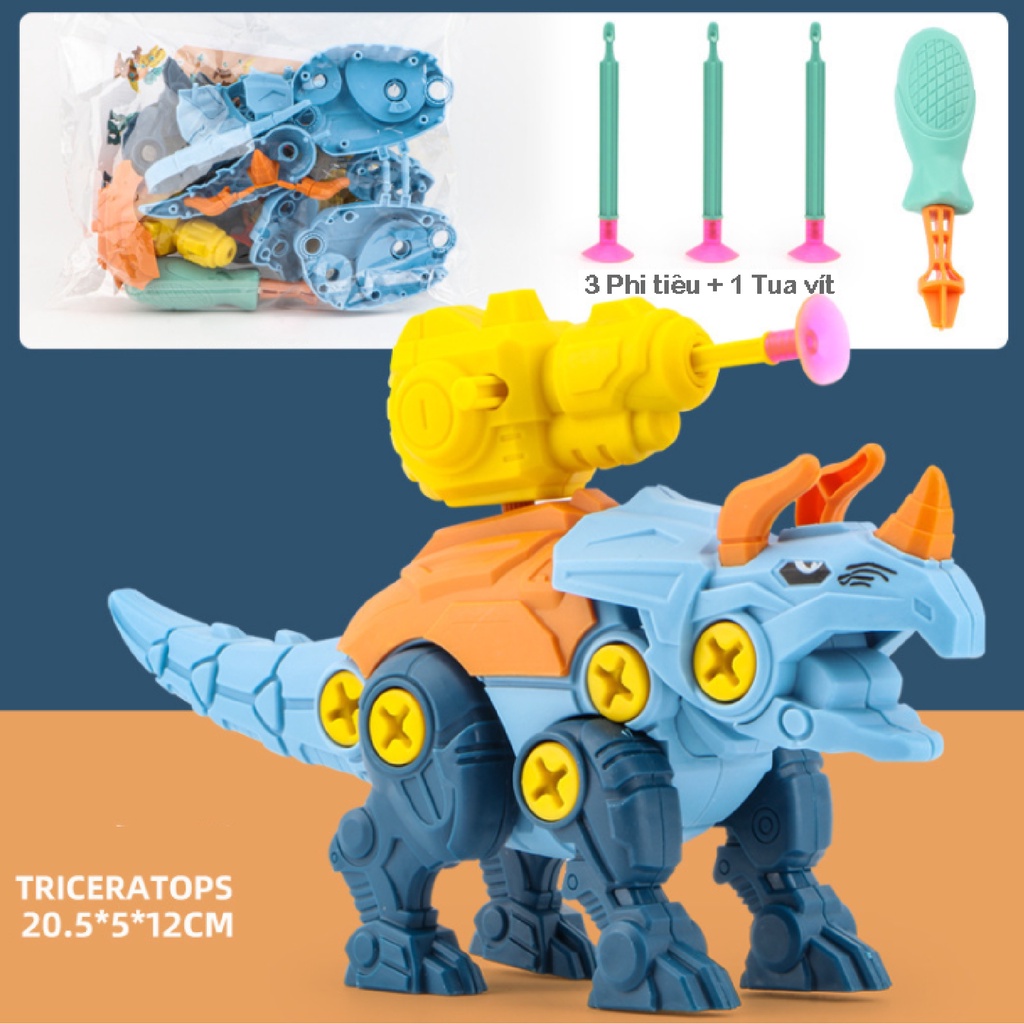 Đồ Chơi Thông Minh Khủng Long Lắp Ráp Cho Bé Loại Lớn Kèm Phi Tiêu Nhựa Cao Cấp