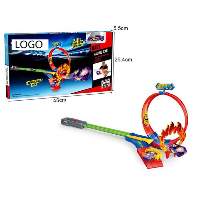 Đường đua Hot Wheels xoắn ốc gồm 1 xe và 2 vòng xoắn đồ chơi trẻ em