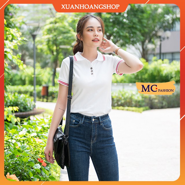 Áo Phông Nữ Dáng Thun Có Cổ Tay Ngắn Đẹp Đủ Màu Trắng Đen Tím Xanh Than Vàng Nâu Vải Cotton Mc Fashion Ap169