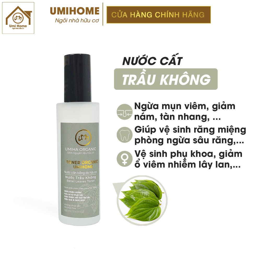 Nước cất lá Trầu Không hữu cơ UMIHOME 50/100ml nguyên chất