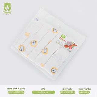 Khăn sữa in hình Mipbi cao cấp 2 lớp 100% cotton tự nhiên KSH (Túi 5 chiếc)