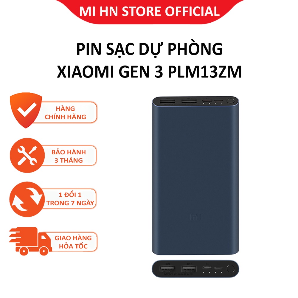 Pin sạc dự phòng Xiaomi Gen 3 10000mAh 18W - Bảo hành 3 tháng