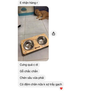 Bộ chén ăn gỗ cho mèo Monagio