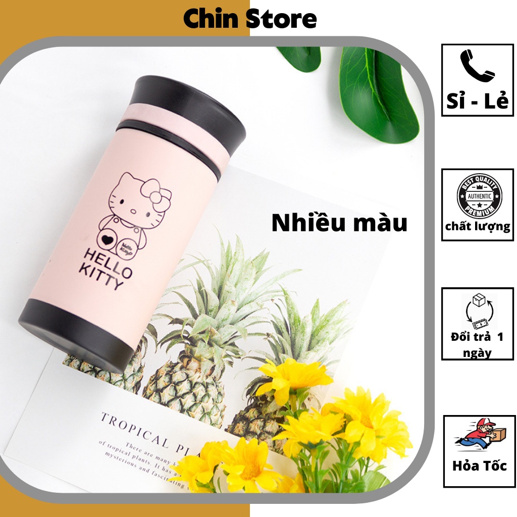 Cốc giữ nhiệt , bình giữ nhiệt mini tiện lợi cầm tay hello kitty ruột inox 304 - giữ nhiệt đến 6h 300ml