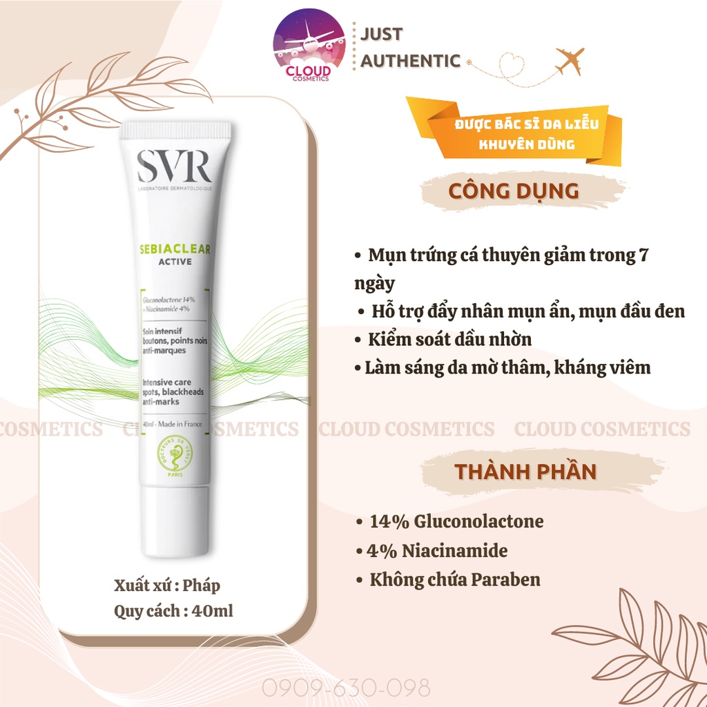 Kem Dưỡng Giảm Mụn SVR Sebiaclear Active 40ml