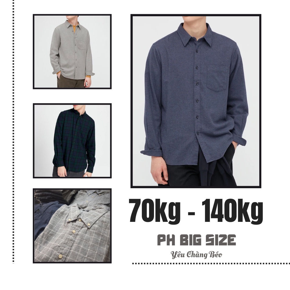 Áo Somi Bigsize 70kg - 140kg | Áo sơ mi ngoại cỡ dài tay | PH Big Size | A171
