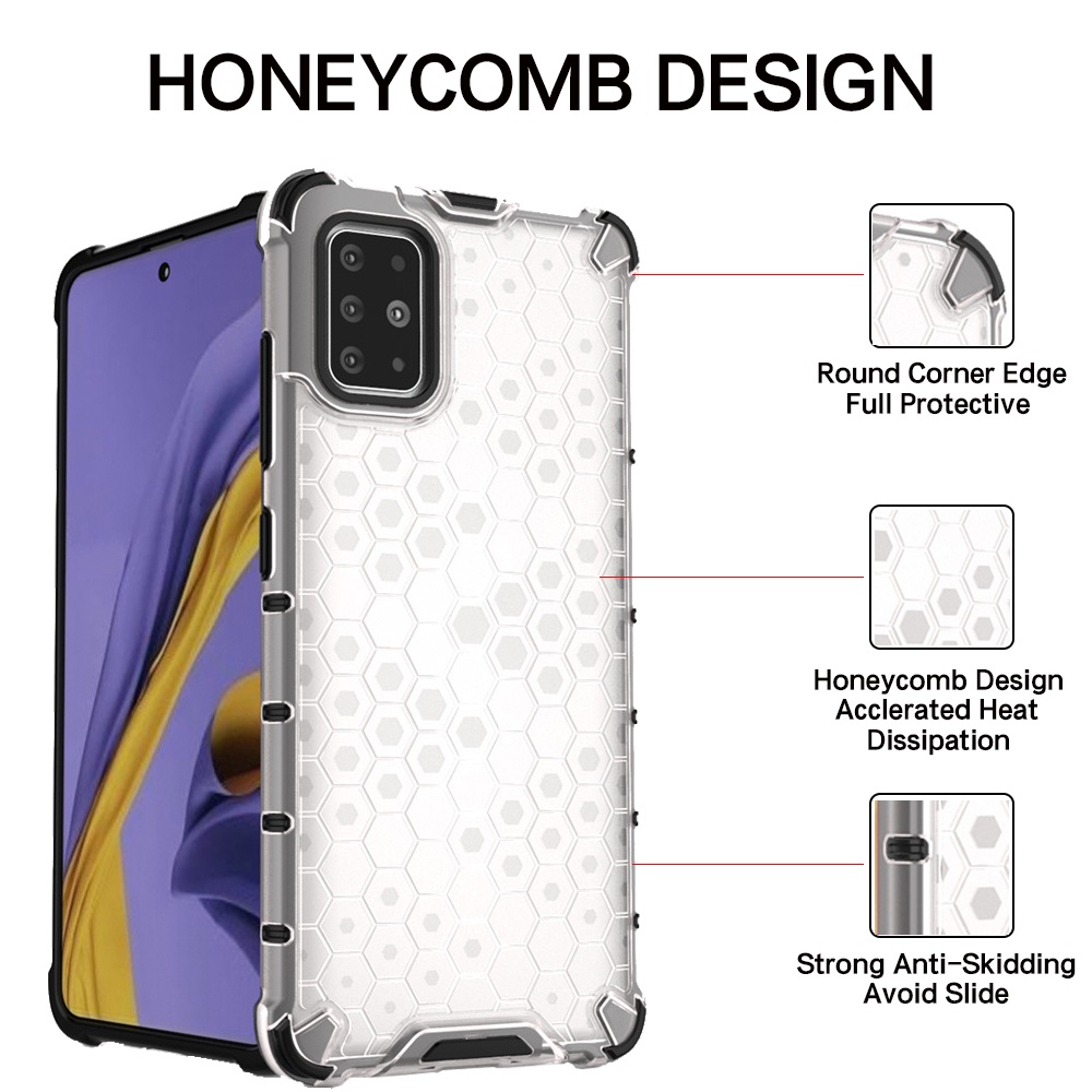 Ốp Điện Thoại Nhựa Cứng Trong Suốt Chống Sốc Họa Tiết Tổ Ong Cho Samsung Galaxy A01 Core A21s A30 A30s A31 A50 A50s A51 A70 A71
