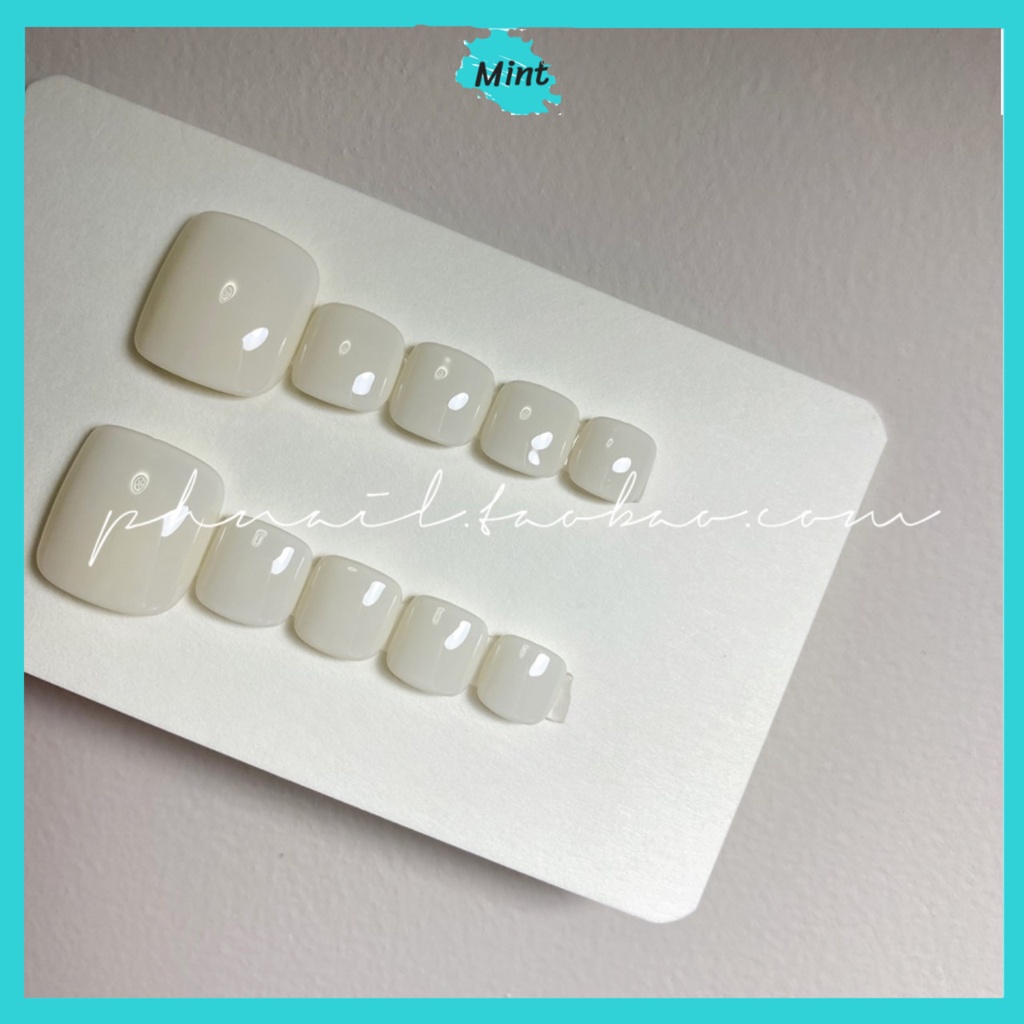 Nail Box Móng Úp Chân Thiết Kế NB71 Nailbox Thủ Công Sơn Trơn Siêu Bền Màu Trắng Nhẹ Nhàng