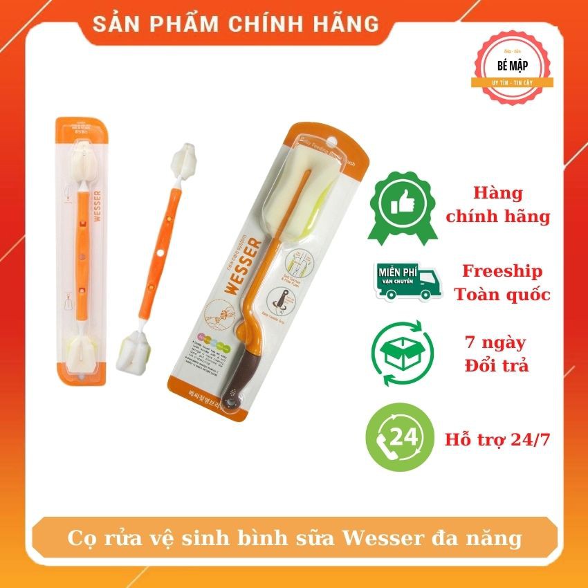 Cọ rửa bình, vệ sinh bình sữa Wesser đa năng, mút siêu mềm