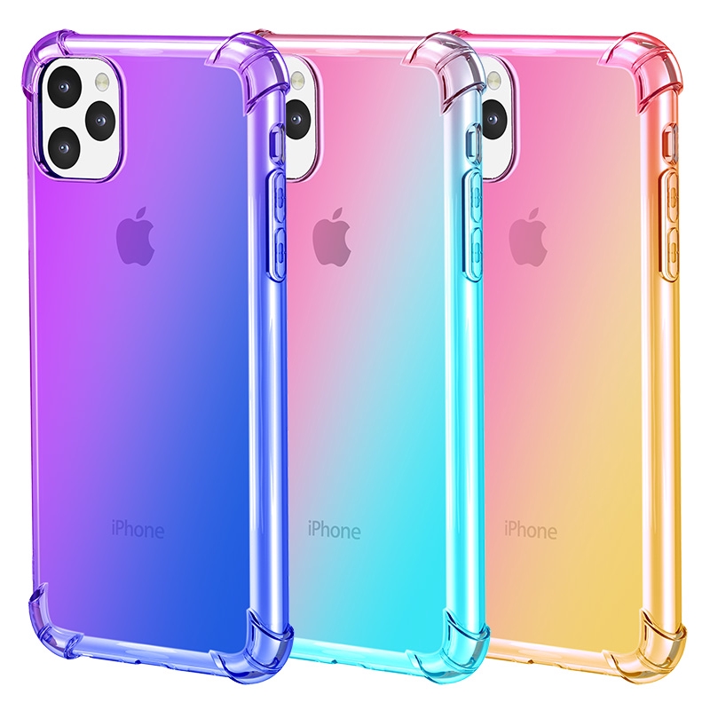 Iphone 11 Pro Max  7 8 Plus 12 Mini Gradient Double Color Rainbow  Corner Protecting Mobile Phone Cover Case Shell
