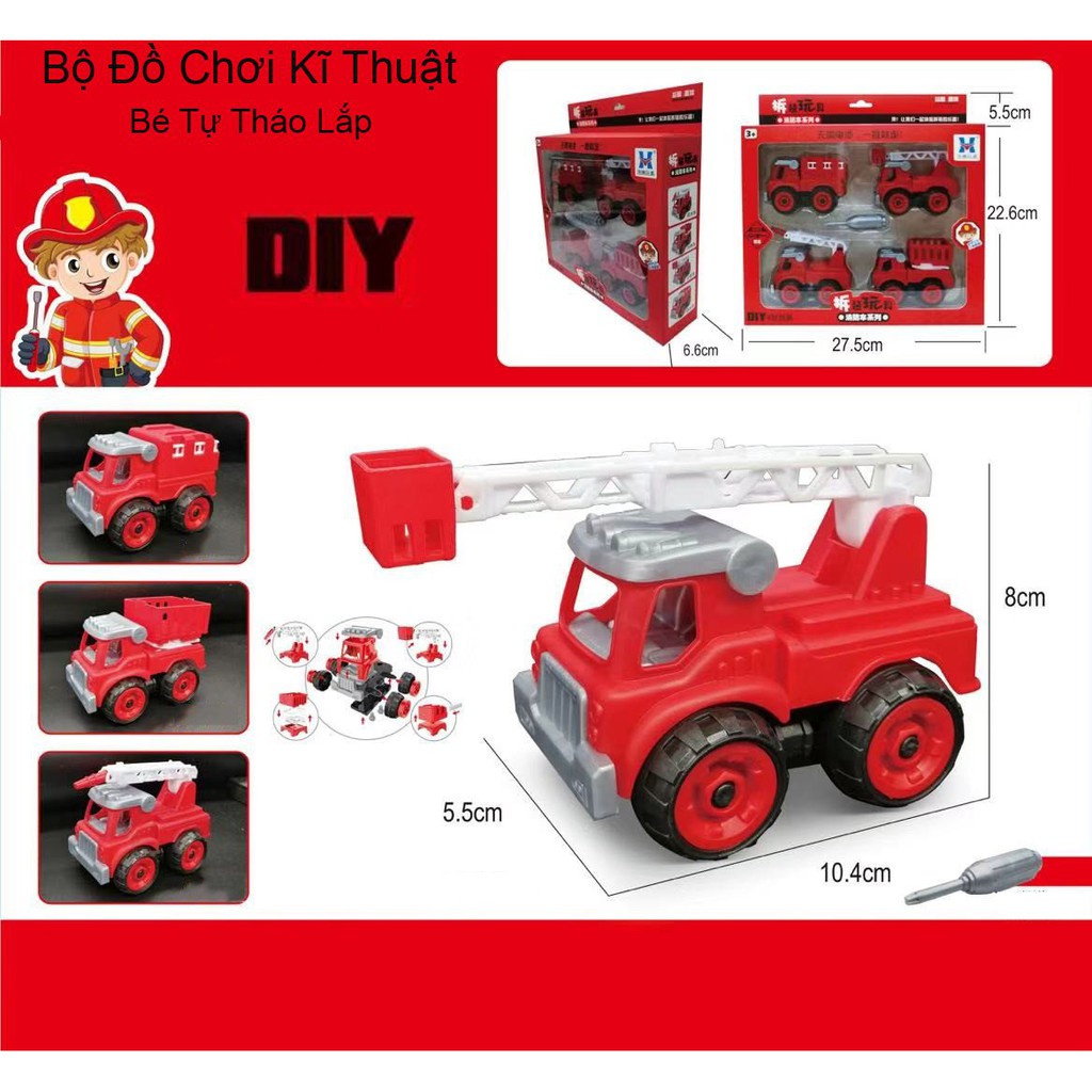 Bộ đồ chơi xe công trường nhiều mẫu, nhiều màu lựa chọn, tháo lắp dễ dàng cho bé