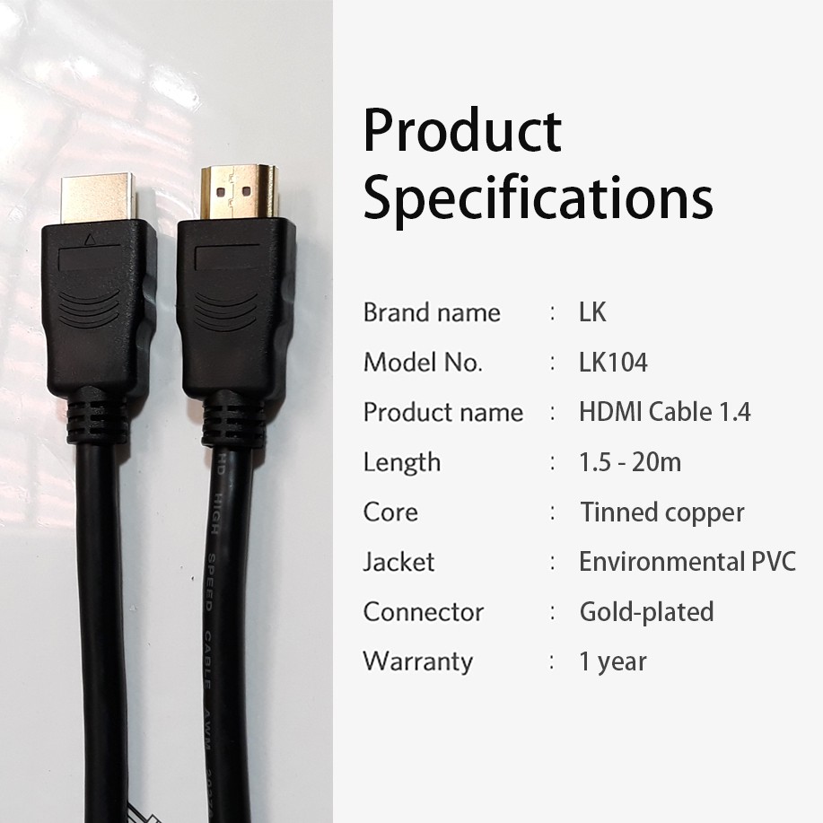 [Mã ELHACE giảm 4% đơn 300K] Cáp HDMI 1.4 Đen Dẻo XỊN Dễ Luồn Lách - Support 4K*30hz Bảo Hành 12 Tháng