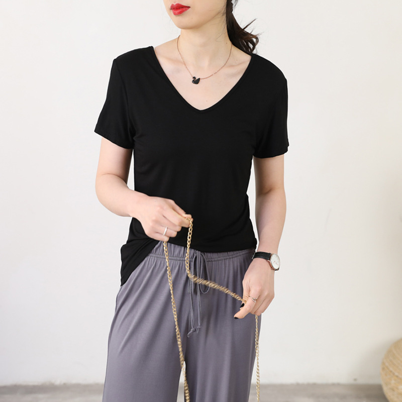 Áo Thun Tay Ngắn Cổ Chữ V Dáng Rộng Thời Trang Mùa Hè Kiểu Mới Cho Nữ Size M-2XL