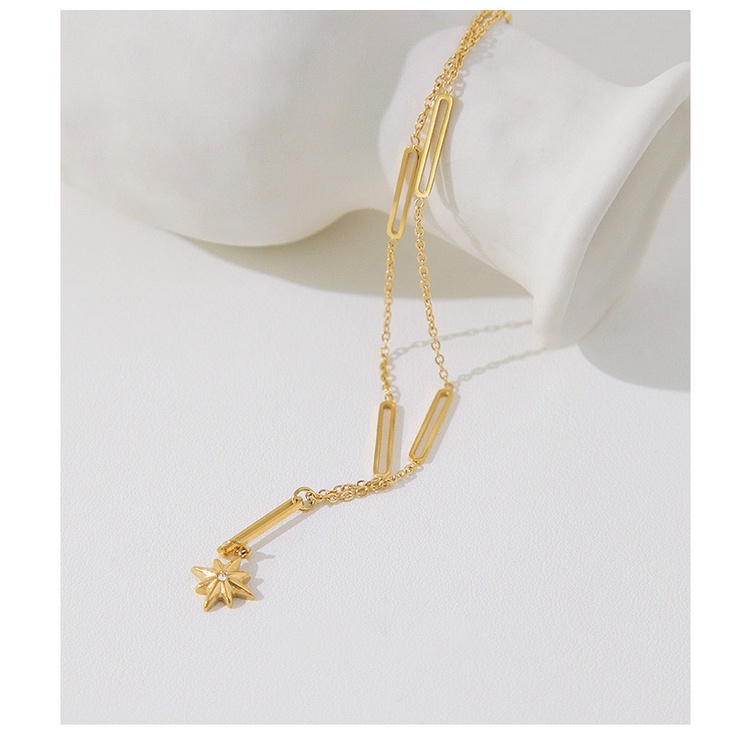 Vòng cổ MAYEBE LAVEND mạ vàng 18k mặt hình ngôi sao 6 cánh đơn giản