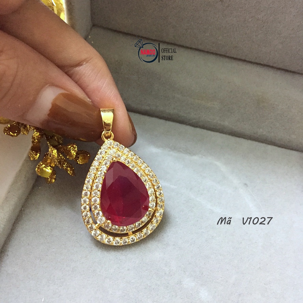Mặt Dây Chuyền Nữ Mạ Vàng V1027 Đá Đỏ