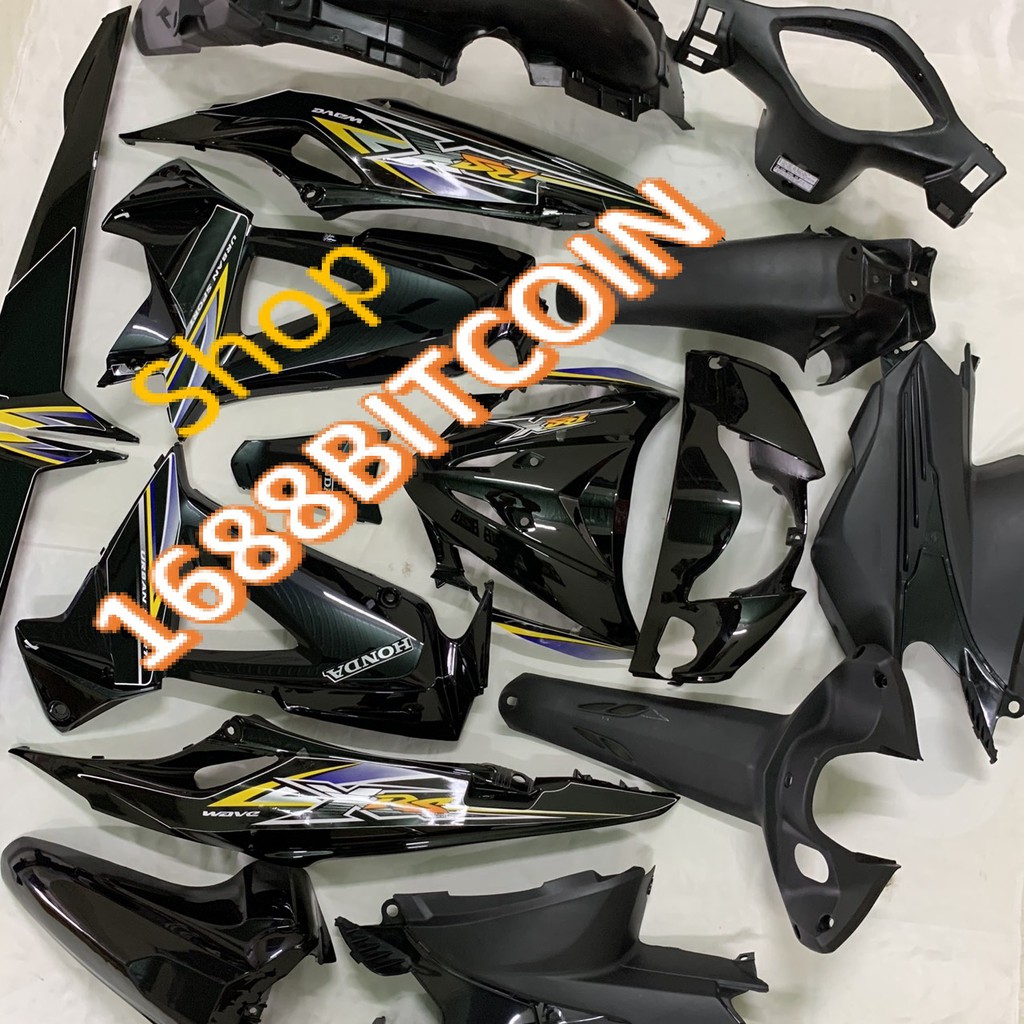 Bộ Dàn áo xe Wave RSX 100  đời 2008 -  2009 - Vỏ Nhựa Xe Wave RSX 100 màu Đen  - nhựa trắng cao cấp LOẠI ĐẸP