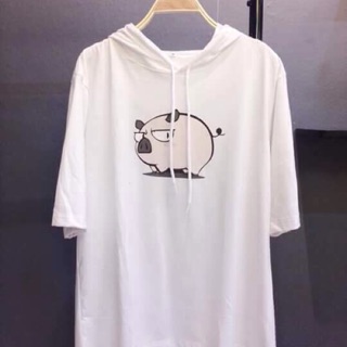 Áo hoodie tay lỡ form rộng heo liếc mắt
