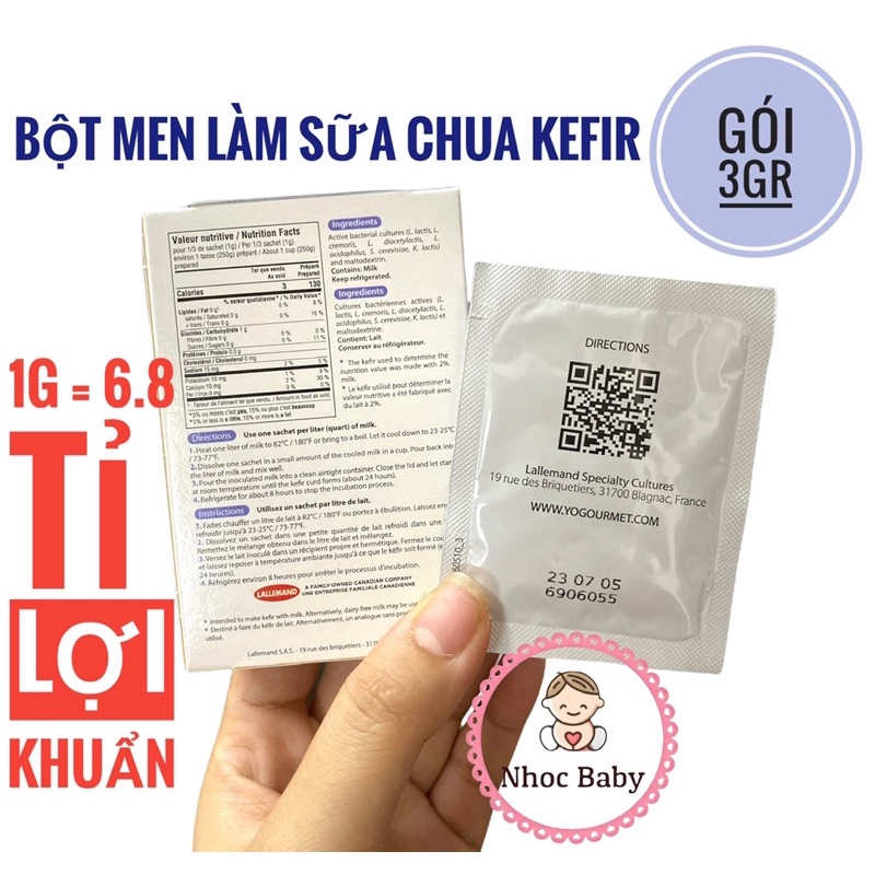 Bán lẻ 1 gói bột men làm sữa chua Kefir (gói 3 gram)