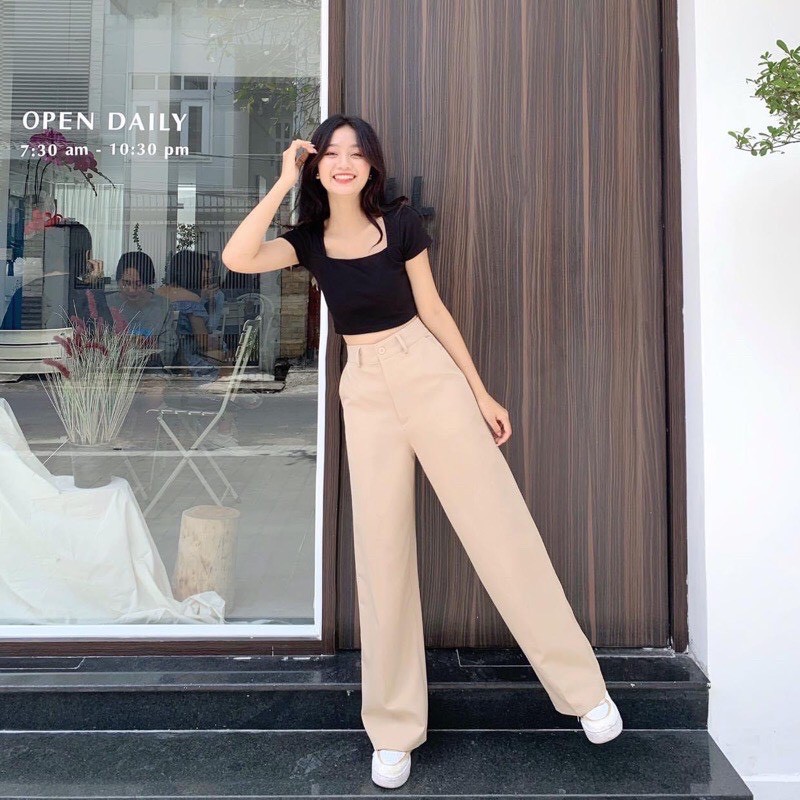 QUẦN ỐNG RỘNG LƯNG CAO CÁ TÍNH THEO PHONG CÁCH HÀN QUỐC CHÂN DÀI MIÊN MAN, THỜI TRANG BANAMO FASHION QUẦN ỐNG RỘNG 933