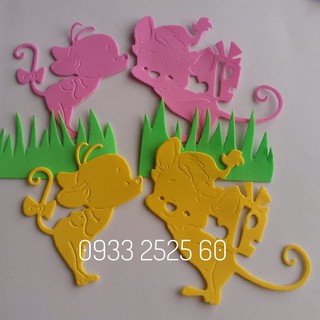 8 con chuột dễ thương bằng xốp, có 2 size -Hình trang trí thiệp, phong thư, bưu thiếp, bao lì xì-đồ chơi cho bé- khuôn