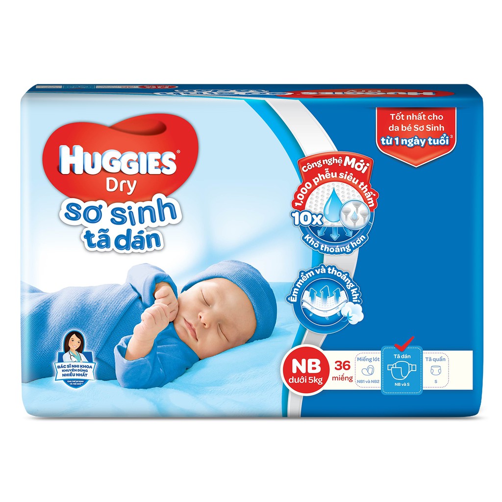 Tã dán Huggies NB36 (Sơ sinh, 36 miếng)