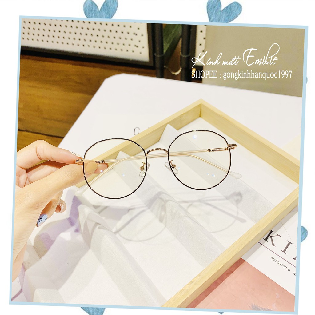 Gọng kính mảnh nhẹ vintage tròn góc cạnh nam nữ Kính mắt Emilie phụ kiện thời trang 29121 | BigBuy360 - bigbuy360.vn