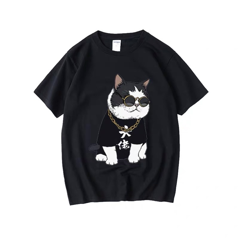 Áo thun nam nữ UNISEX mèo đại ca form rộng vải dày mịn