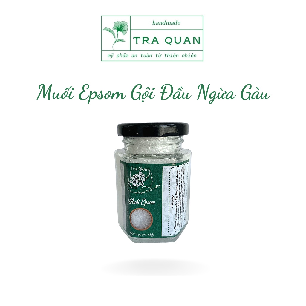 Muối Epsom Gội Đầu Ngăn Ngừa Gàu Giảm Nhờn Kiềm Dầu Làm Sạch Da Đầu Ngăn Tóc Gãy Rụng Trà Quán 100g