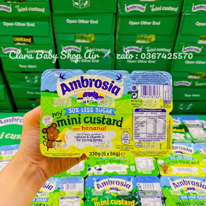 (✈️ date 2024) Váng sữa Ambrosia UK cho bé 6 tháng lốc 6hx55g