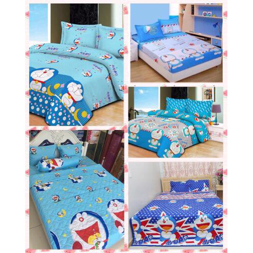 Drap nệm + 2 vỏ gối mẫu doremon
