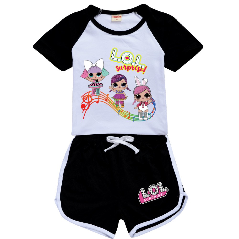 Lol Surprise Set Áo Thun Cotton Tay Ngắn + Quần Short Phong Cách Hàn Quốc Thời Trang Mùa Hè Cho Bé Trai / Gái Từ 2021 1-15 Tuổi