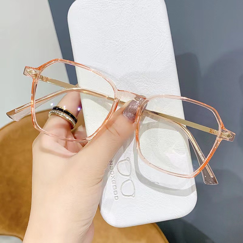 (JIUERBA) Mắt Kính Gọng Trong Suốt Màu Kẹo Đa Giác Chống Ánh Sáng Xanh Thời Trang Mới Phong Cách Hàn Quốc