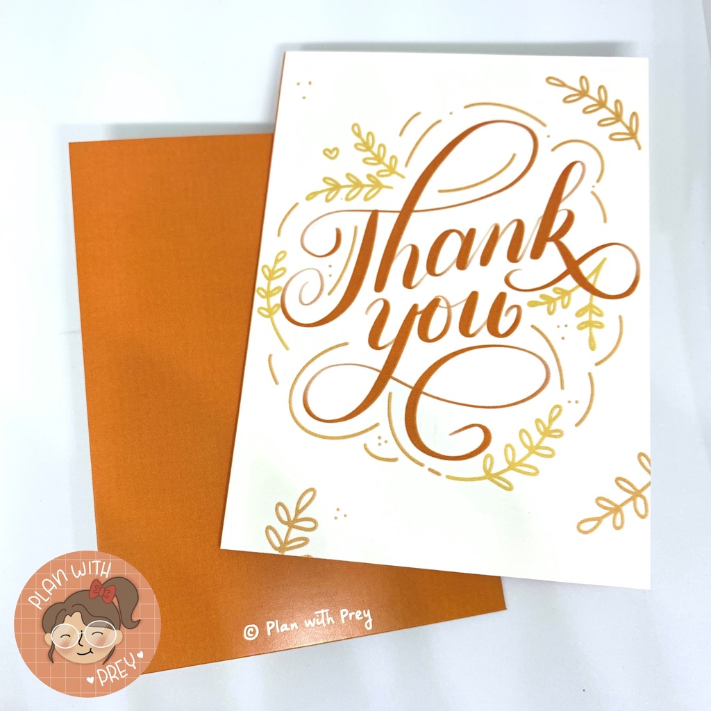 Thiệp cảm ơn Thank you card 9 x 12 cm kèm phong bì giấy kraft | Plan With Prey