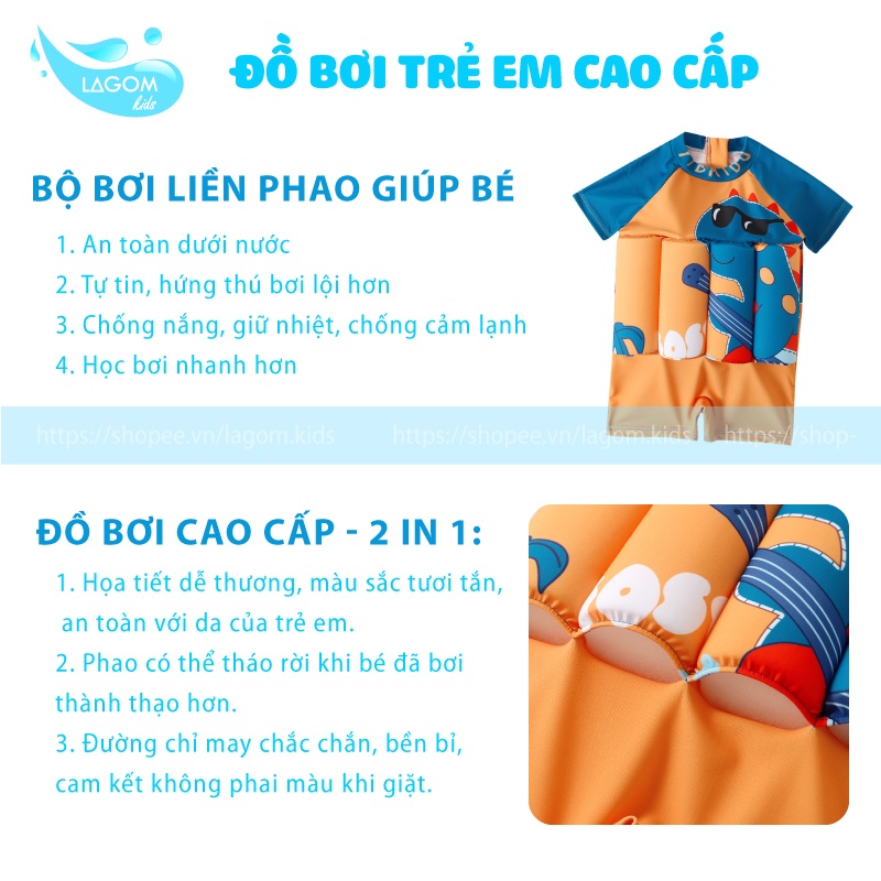 Đồ Bơi Cho Bé Trai Bé Gái Kèm Phao Tự Nổi | Đồ Bơi Liền Phao Cho Bé Cao Cấp