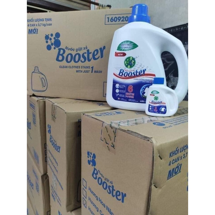 Nước giặt Booster can 3,7 lít tặng kèm 1 chai nhỏ 100ml cực thơm và sạch date xa