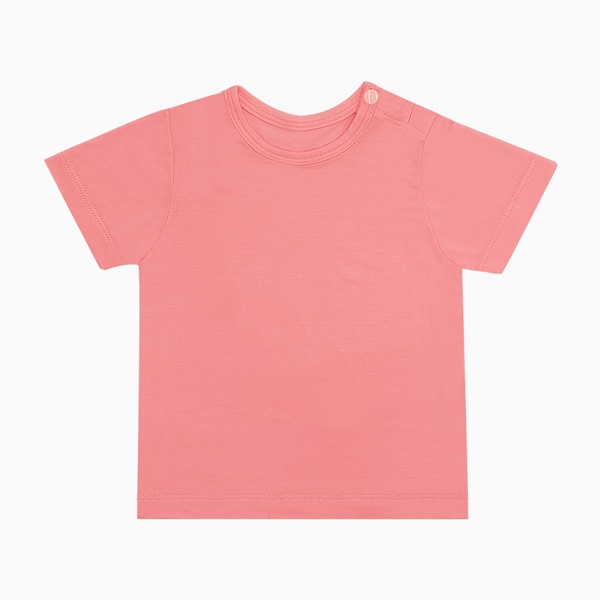 Áo cài vai tay ngắn Coolmom chất liệu sợi tre cao cấp màu hồng flamingo size 12M / CM-0009-12M-HF