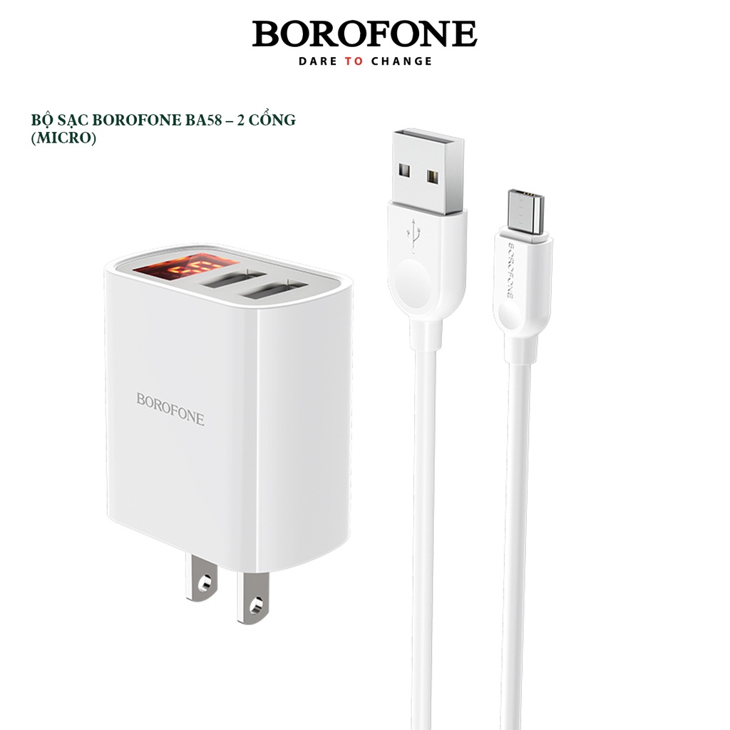Bộ sạc 2 cổng Borofone BA58 - AK Mobile