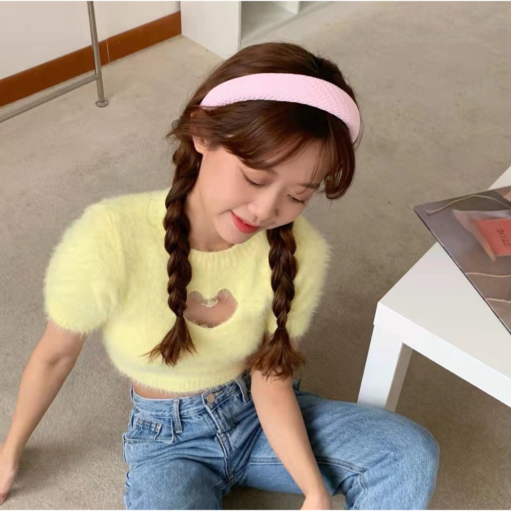 Cài tóc băng đô xốp dập bản to Ulzzang màu kẹo ngọt