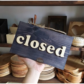 Bảng gỗ treo cửa 2 mặt Open – Close 21