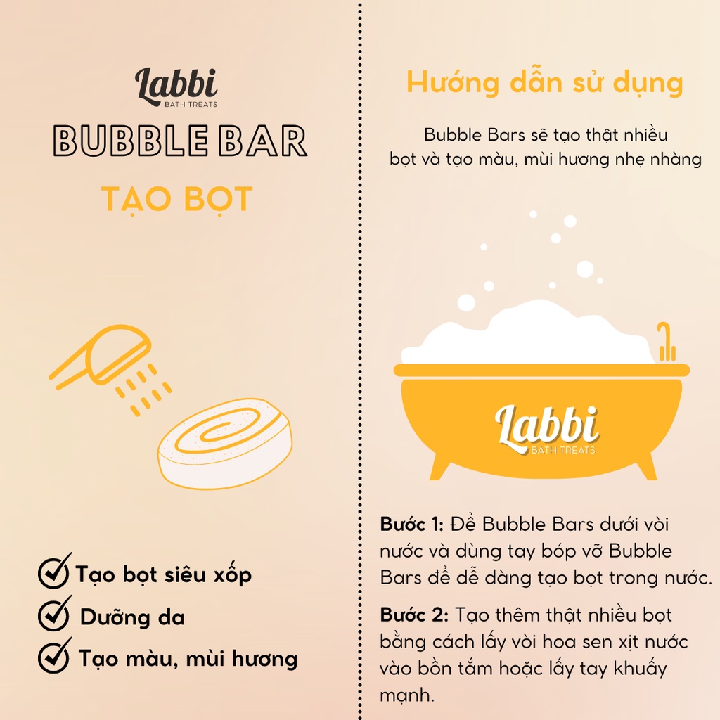 Bánh siêu tạo bọt bồn tắm YAM BOSA [Labbi] Bubble Bar