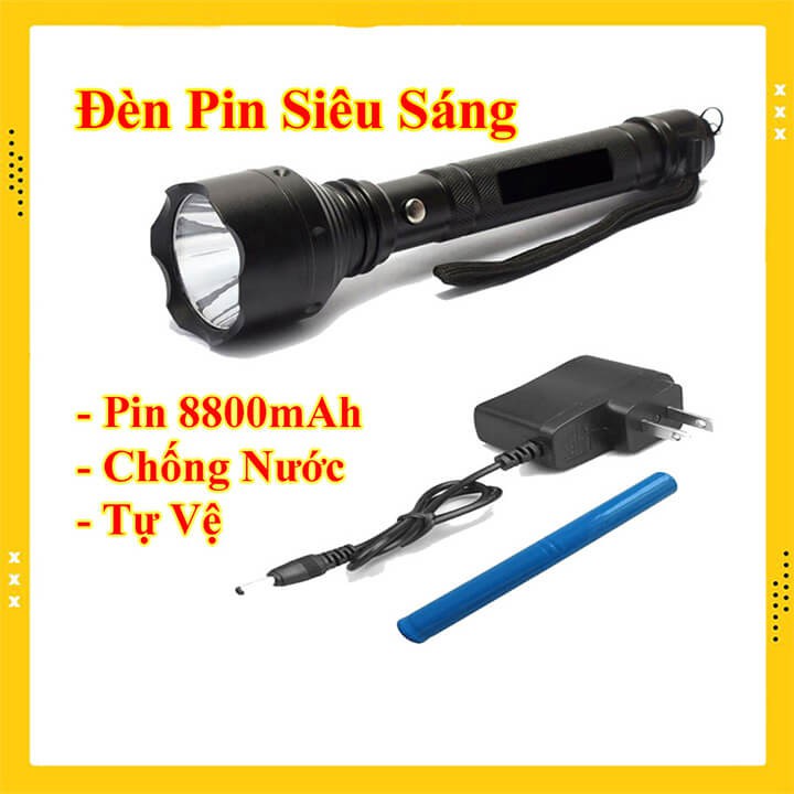 Đèn pin siêu sáng chống thấm nước 3 chế độ pin sạc 8800mAh