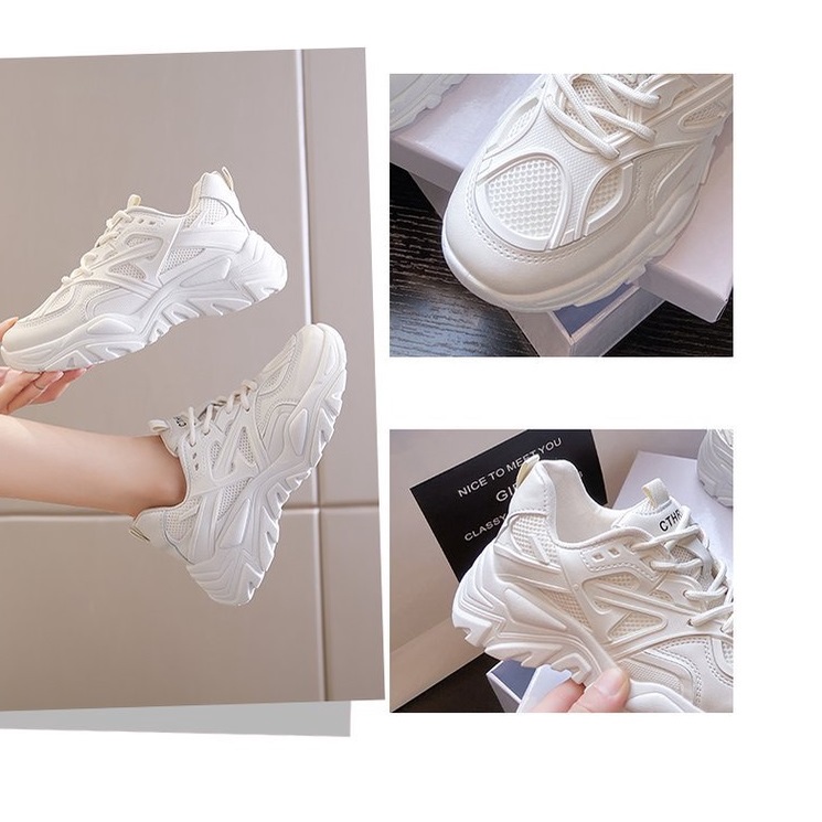 Giày Sneaker Nữ, Giày Thể Thao Nữ Độn Đế Cao 5p, Phối Lưới, Đế Răng Cưa, Dáng Năng Động, TREX M64 | BigBuy360 - bigbuy360.vn