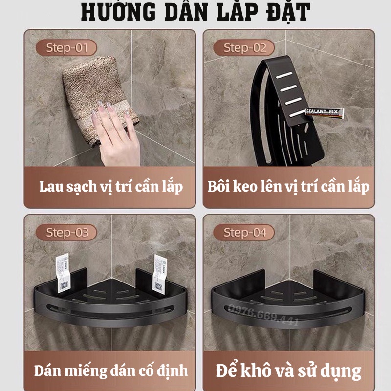 Kệ Để Đồ Nhà Tắm Kệ Góc Nhà Tắm Inox Dán Tường Siêu Dính Chống Gỉ Chịu Trọng Tải Lớn Gia Dụng Thông Minh ASAKI