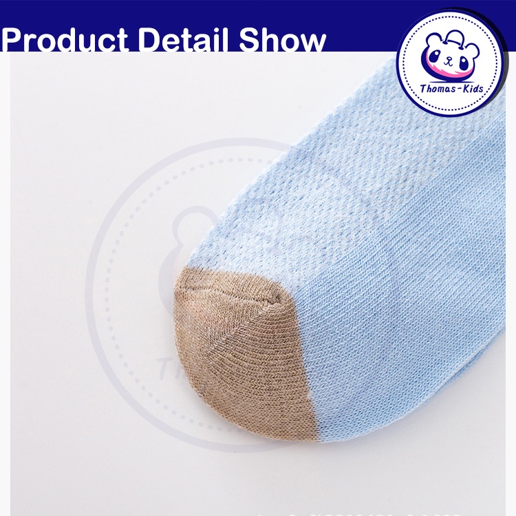 [THOMAS Kids] Set 5 Đôi Tất Lưới Bằng Cotton Màu Trơn Họa Tiết Mỏ Neo Hoạt Hình Mùa Hè Cho Bé 1-12 Tuổi