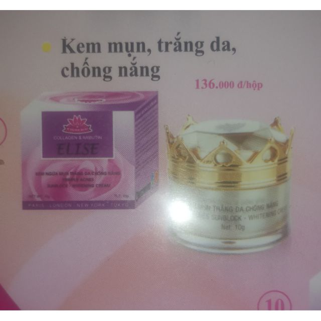 Kem Elise mụn trắng da  chống nắng+tặng kèm mặt nạ Elise