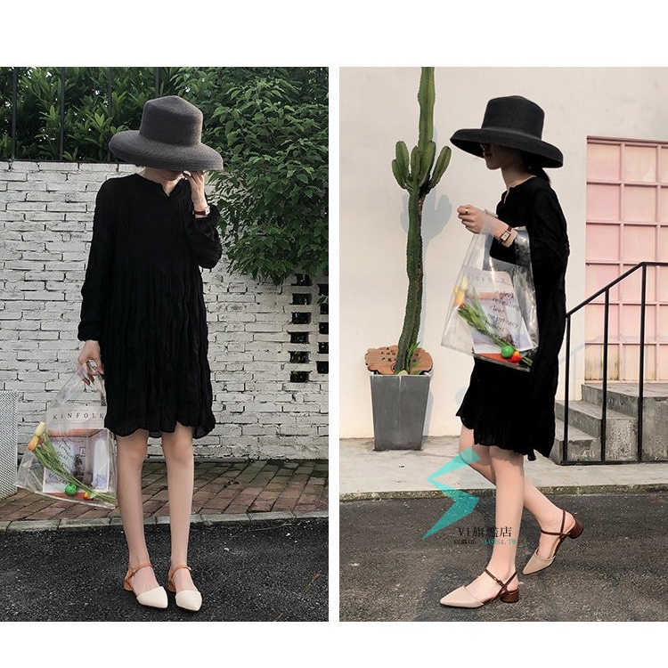 Giày Sandal Gót Thấp Mũi Nhọn Đơn Giản Phong Cách Hàn Quốc Dành Cho Nữ V1 | BigBuy360 - bigbuy360.vn